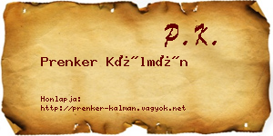 Prenker Kálmán névjegykártya